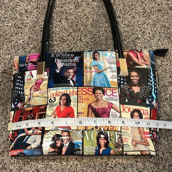 NWOT Michelle Obama First Lady Glossy Magazine Print Collage Vinyl Handbag Purse - Picture 14 of 16